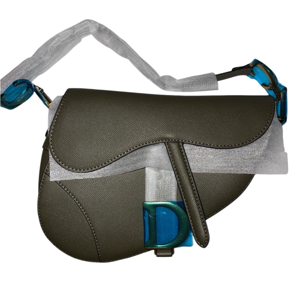 $150 FIRM Fashion Olive Green Saddle-Style Leather Crossbody Bag